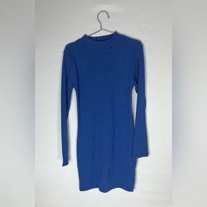Nasty gal mini dress. Womens Long sleeve and ribbed high neck. Blue-12 size US 8